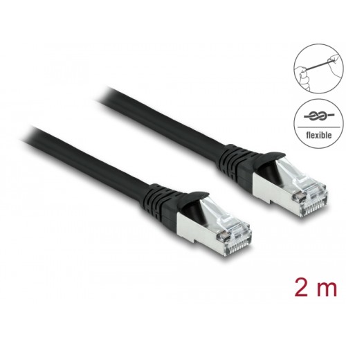 Delock RJ45 Network Cable Cat.6A S/FTP PUR Outdoor 2 m black