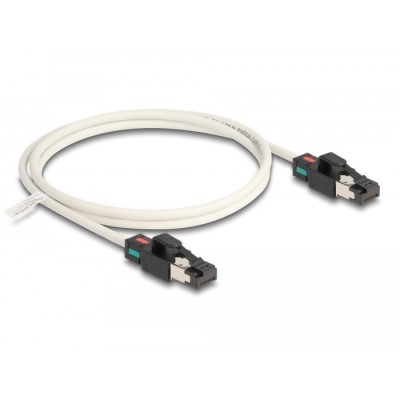 Delock Network Cable RJ45 plug to plug Cat.6A S/FTP with rotatable colour clips 1 m white 2