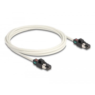 Delock Network Cable RJ45 plug to plug Cat.6A S/FTP with rotatable colour clips 2 m white 2