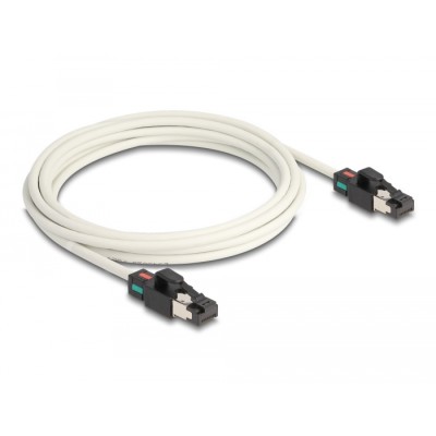 Delock Network Cable RJ45 plug to plug Cat.6A S/FTP with rotatable colour clips 3 m white 2