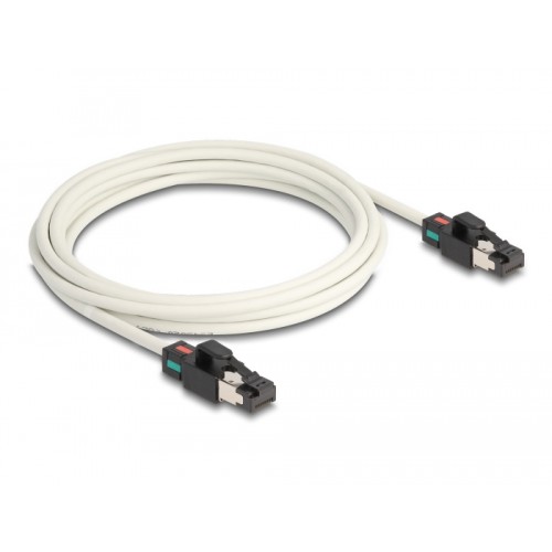 Delock Network Cable RJ45 plug to plug Cat.6A S/FTP with rotatable colour clips 3 m white