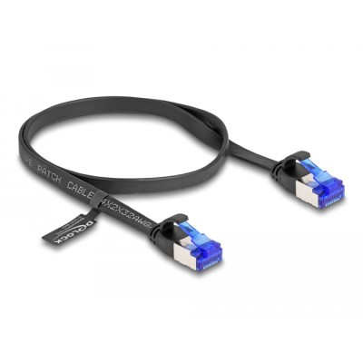 Delock RJ45 Flat Patch Cable plug to plug Cat.6A flexible 0.5 m black 2