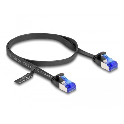 Delock RJ45 Flat Patch Cable plug to plug Cat.6A flexible 0.5 m black