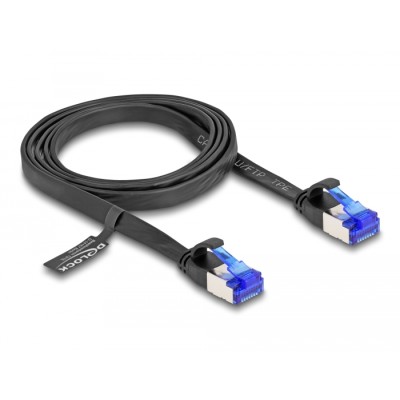 Delock RJ45 Flat Patch Cable plug to plug Cat.6A flexible 1 m black 2
