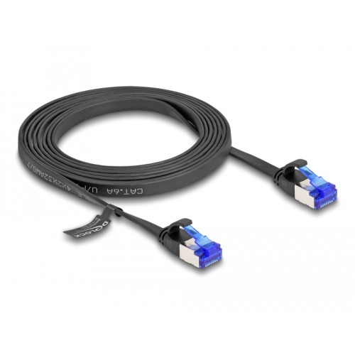 Delock RJ45 Flat Patch Cable plug to plug Cat.6A flexible 2 m black