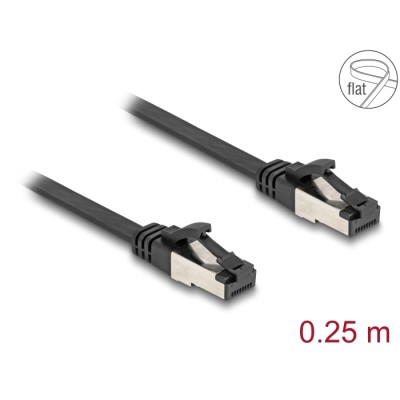Delock RJ45 Flat Patch Cable plug to plug Cat.8.1 flexible 0.25 m black