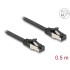Delock RJ45 Flat Patch Cable plug to plug Cat.8.1 flexible 0.5 m black