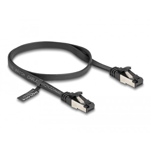 Delock RJ45 Flat Patch Cable plug to plug Cat.8.1 flexible 0.5 m black