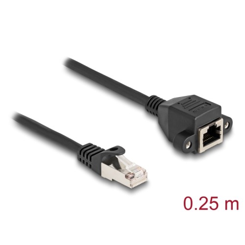 Delock RJ50 Extension Cable male to female S/FTP 0.25 m black