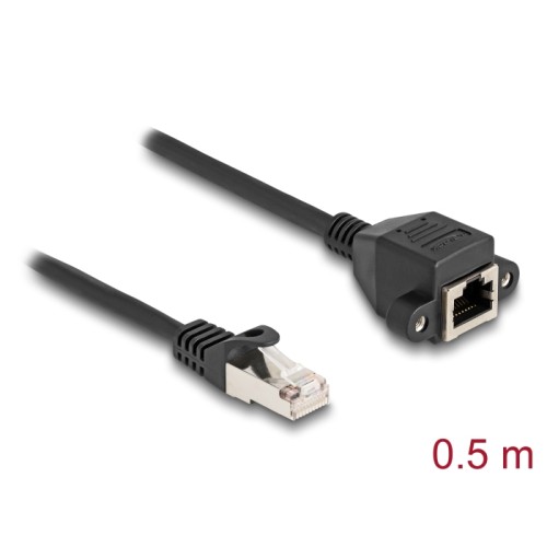 Delock RJ50 Extension Cable male to female S/FTP 0.5 m black