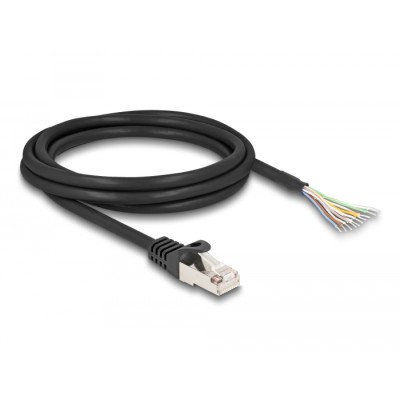 Delock Cable RJ50 male to open wire ends S/FTP 2 m black 2