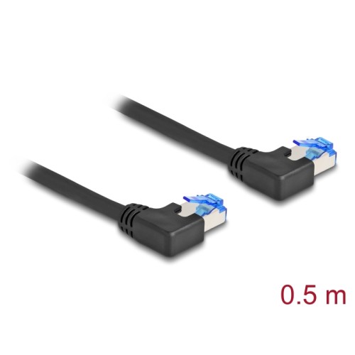 Delock RJ45 Network Cable Cat.6A S/FTP left angled 0.5 m black