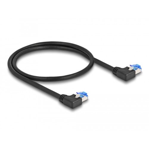 Delock RJ45 Network Cable Cat.6A S/FTP left angled 0.5 m black