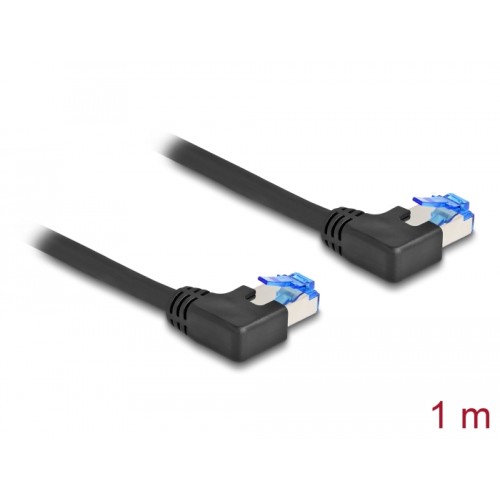 Delock RJ45 Network Cable Cat.6A S/FTP left angled 1 m black