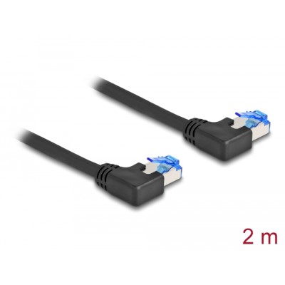 Delock RJ45 Network Cable Cat.6A S/FTP left angled 2 m black