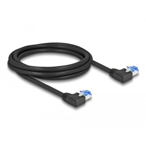 Delock RJ45 Network Cable Cat.6A S/FTP left angled 2 m black