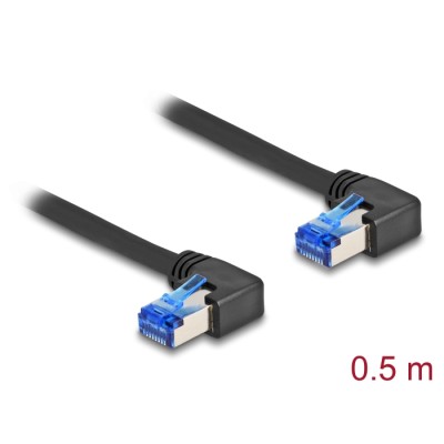 Delock RJ45 Network Cable Cat.6A S/FTP right angled 0.5 m black