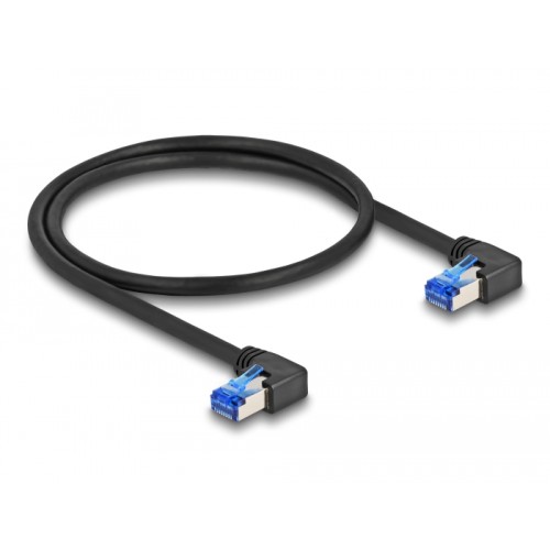 Delock RJ45 Network Cable Cat.6A S/FTP right angled 0.5 m black