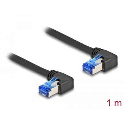 Delock RJ45 Network Cable Cat.6A S/FTP right angled 1 m black