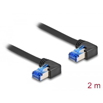 Delock RJ45 Network Cable Cat.6A S/FTP right angled 2 m black