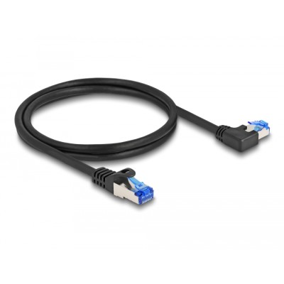 Delock RJ45 Network Cable Cat.6A S/FTP straight / left angled 1 m black 2