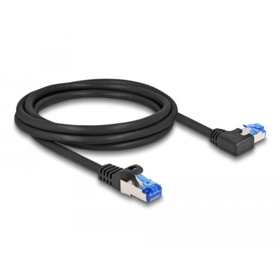 Delock RJ45 Network Cable Cat.6A S/FTP straight / left angled 2 m black 2
