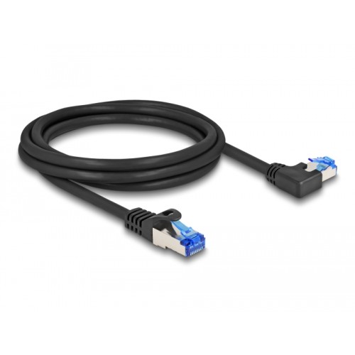 Delock RJ45 Network Cable Cat.6A S/FTP straight / left angled 2 m black