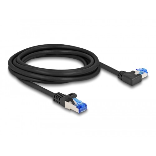 Delock RJ45 Network Cable Cat.6A S/FTP straight / left angled 3 m black
