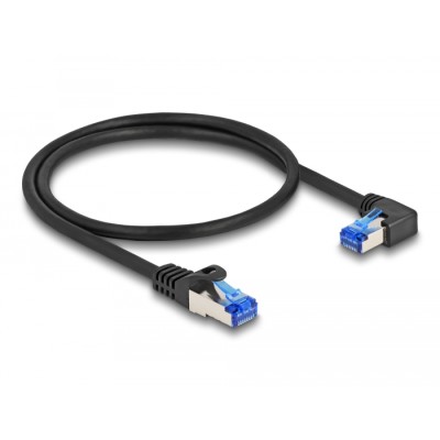 Delock RJ45 Network Cable Cat.6A S/FTP straight / right angled 0.5 m black 2