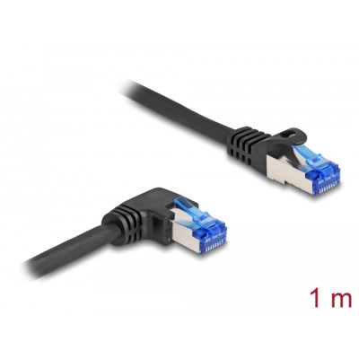Delock RJ45 Network Cable Cat.6A S/FTP straight / right angled 1 m black