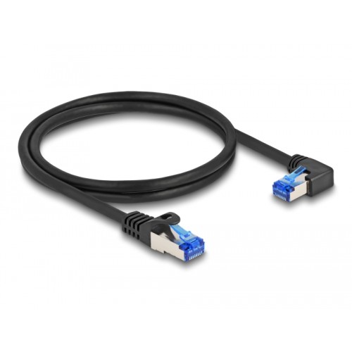 Delock RJ45 Network Cable Cat.6A S/FTP straight / right angled 1 m black