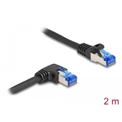 Delock RJ45 Network Cable Cat.6A S/FTP straight / right angled 2 m black