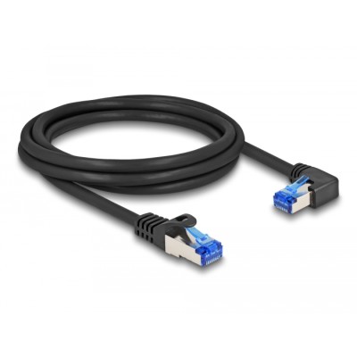 Delock RJ45 Network Cable Cat.6A S/FTP straight / right angled 2 m black 2