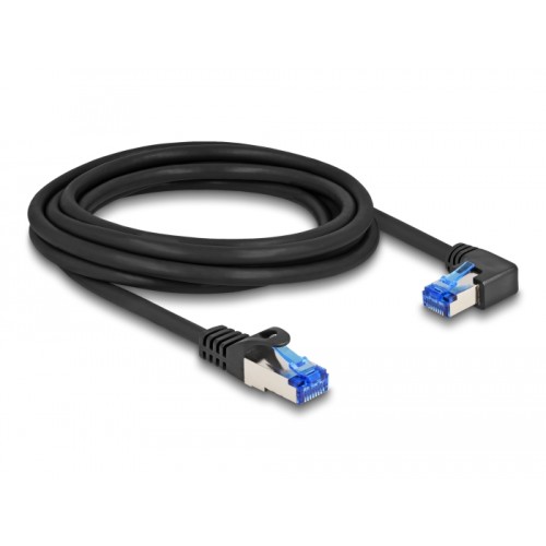 Delock RJ45 Network Cable Cat.6A S/FTP straight / right angled 3 m black