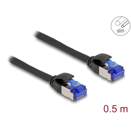 Delock RJ45 Network Cable Cat.6A S/FTP Slim 0.5 m black