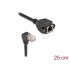 Delock Network Extension Cable S/FTP RJ45 plug 90° angled to RJ45 built-in jack Cat.6A 0.25 m black
