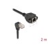 Delock Network Extension Cable S/FTP RJ45 plug 90° angled to RJ45 built-in jack Cat.6A 2 m black