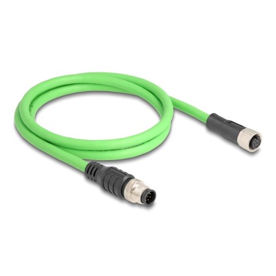 Delock M12 Cable A-coded 8 pin male to female PUR (TPU) 1 m 2