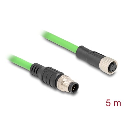Delock M12 Cable A-coded 8 pin male to female PUR (TPU) 5 m