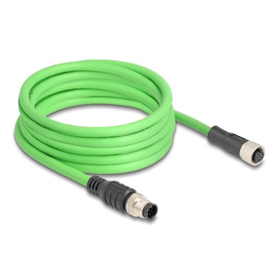 Delock M12 Cable A-coded 8 pin male to female PUR (TPU) 5 m 2