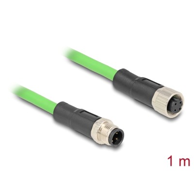 Delock M12 Cable D-coded 4 pin male to female PUR (TPU) 1 m