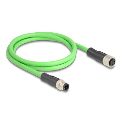 Delock M12 Cable D-coded 4 pin male to female PUR (TPU) 1 m 2