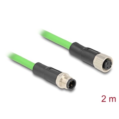 Delock M12 Cable D-coded 4 pin male to female PUR (TPU) 2 m