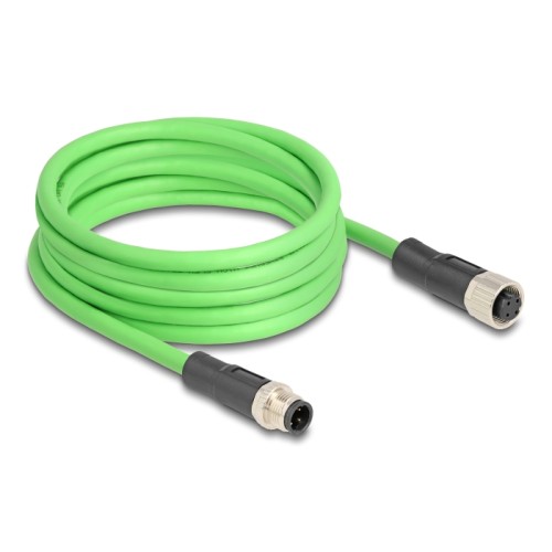 Delock M12 Cable D-coded 4 pin male to female PUR (TPU) 5 m