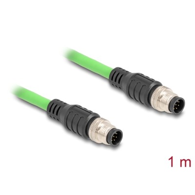 Delock M12 Cable A-coded 8 pin male to male PUR (TPU) 1 m