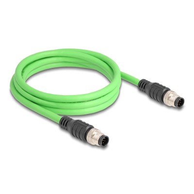 Delock M12 Cable A-coded 8 pin male to male PUR (TPU) 2 m 2