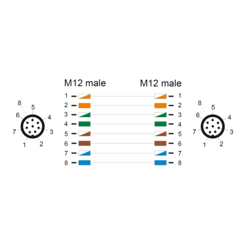 Delock M12 Cable A-coded 8 pin male to male PUR (TPU) 2 m