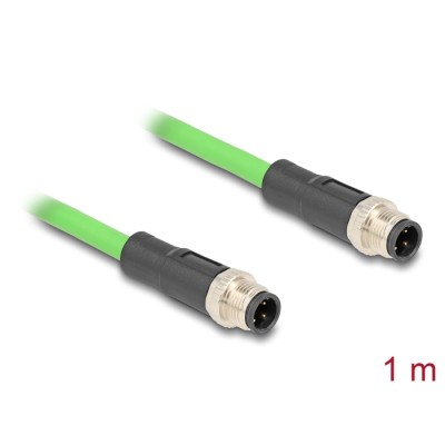 Delock M12 Cable D-coded 4 pin male to male PUR (TPU) 1 m