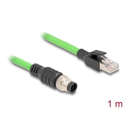 Delock M12 Cable A-coded 8 pin male to RJ45 male PUR (TPU) 1 m