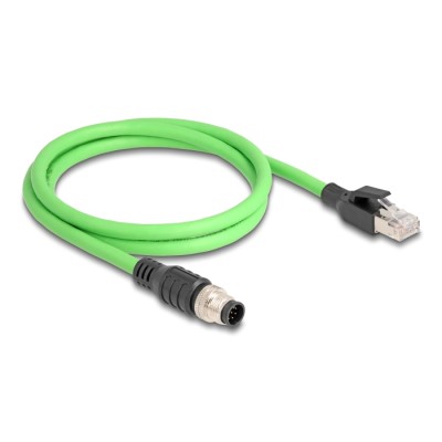 Delock M12 Cable A-coded 8 pin male to RJ45 male PUR (TPU) 1 m 2
